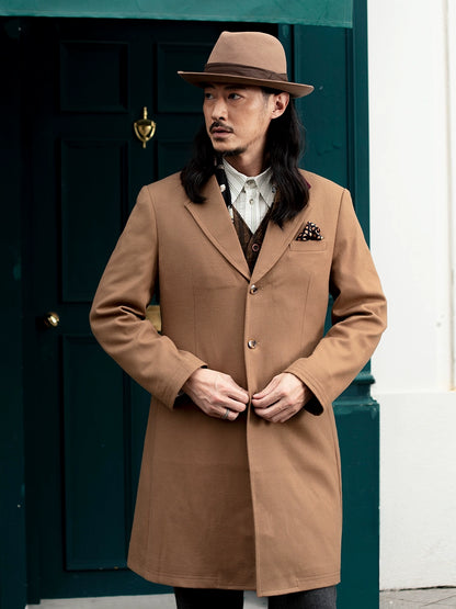 SOARIN英伦风复古呢子大衣外套男 秋冬高级感商务休闲中长款风衣