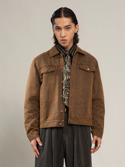 SOARIN【原创正版】复古美式皮夹克外套男阿美咔叽短款飞行员皮衣