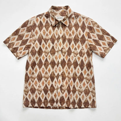 SOARIN Casual Vintage Loose Fit Cotton Shot-sleeved shirts JITZ2626C466