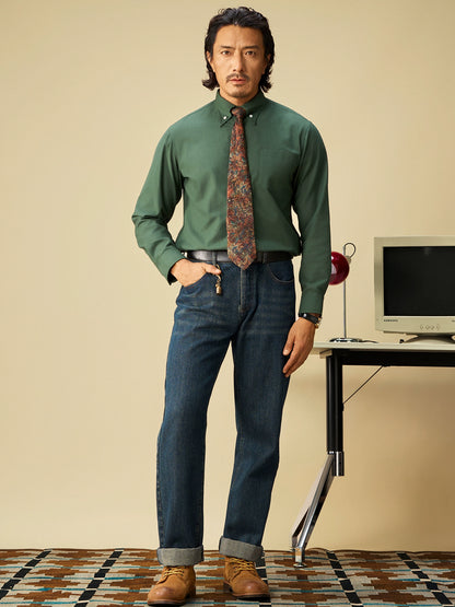 SOARIN【牛津纺】英伦复古扣领西装衬衫男高级感简约休闲长袖衬衣