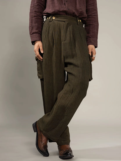 SOARIN WORLD Gai Yu Xia Series Relaxed Fit Linen Cotton Blend Trousers DCZ243TF197