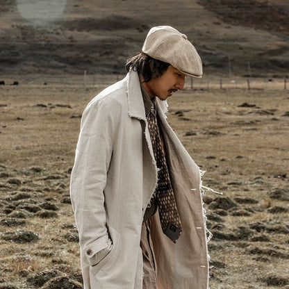 SOARIN WORLD gai yu xia Series Straight Silhouette Linen Blend Long Trench Coat Z203DY310