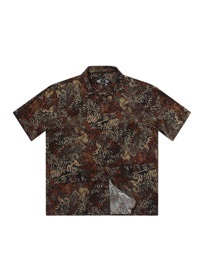 SOARIN Vintage Abstract Patterned Relaxed Fit Viscose Short Sleeve Shirt JITZ2426C243