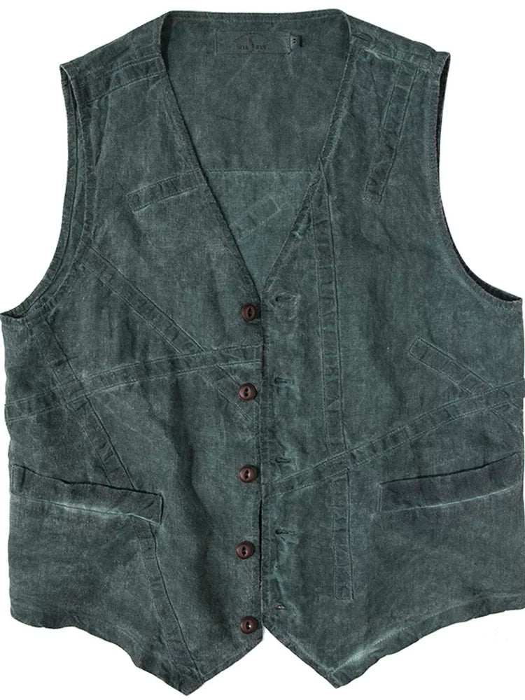 SOARIN WORLD Gai Yu Xia Series Slim Fit Linen Vest Z92B209