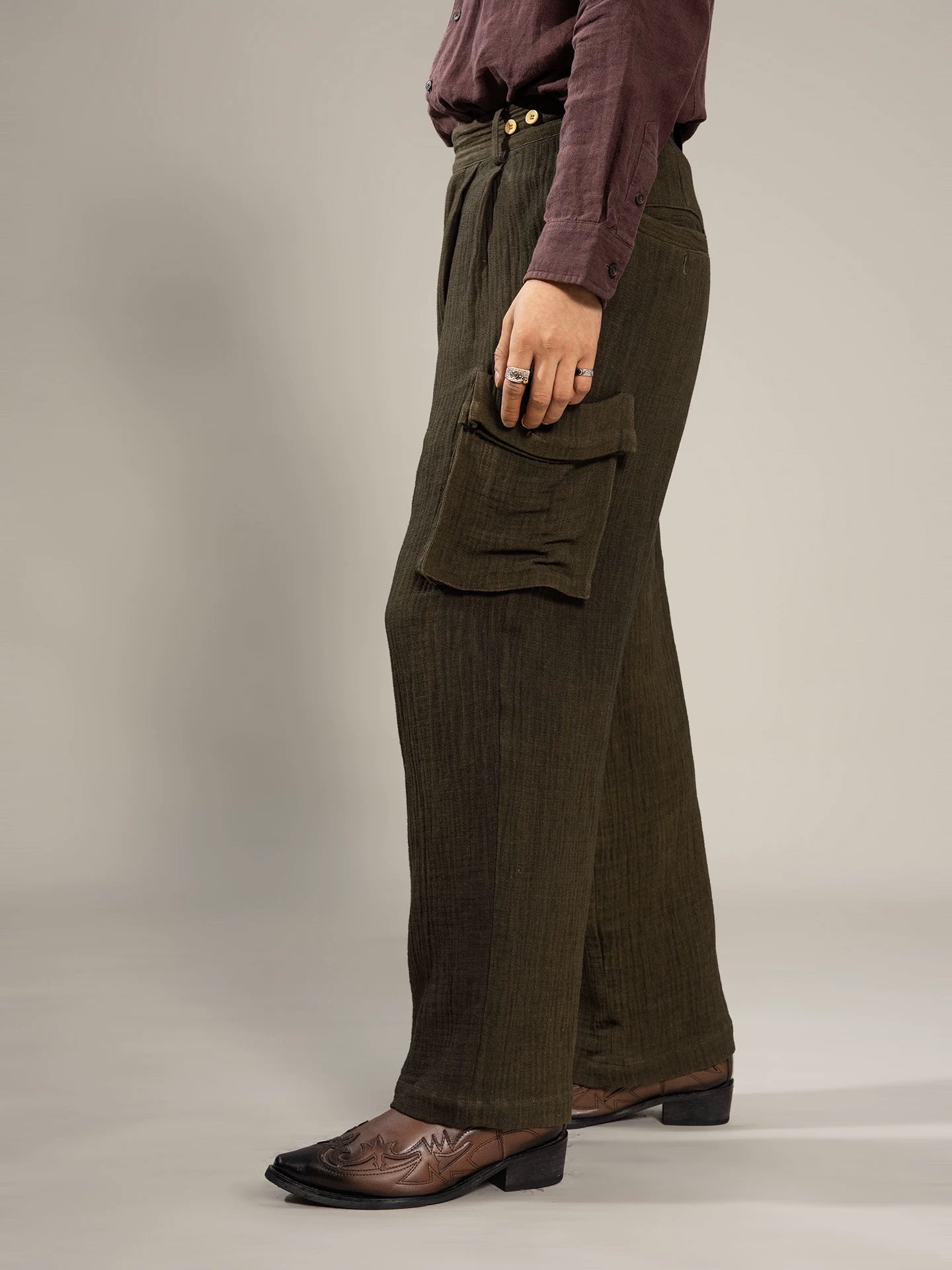 SOARIN WORLD Gai Yu Xia Series Relaxed Fit Linen Cotton Blend Trousers DCZ243TF197