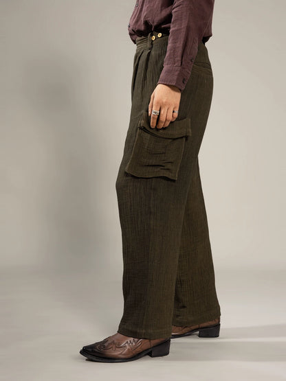 SOARIN WORLD Gai Yu Xia Series Relaxed Fit Linen Cotton Blend Trousers DCZ243TF197