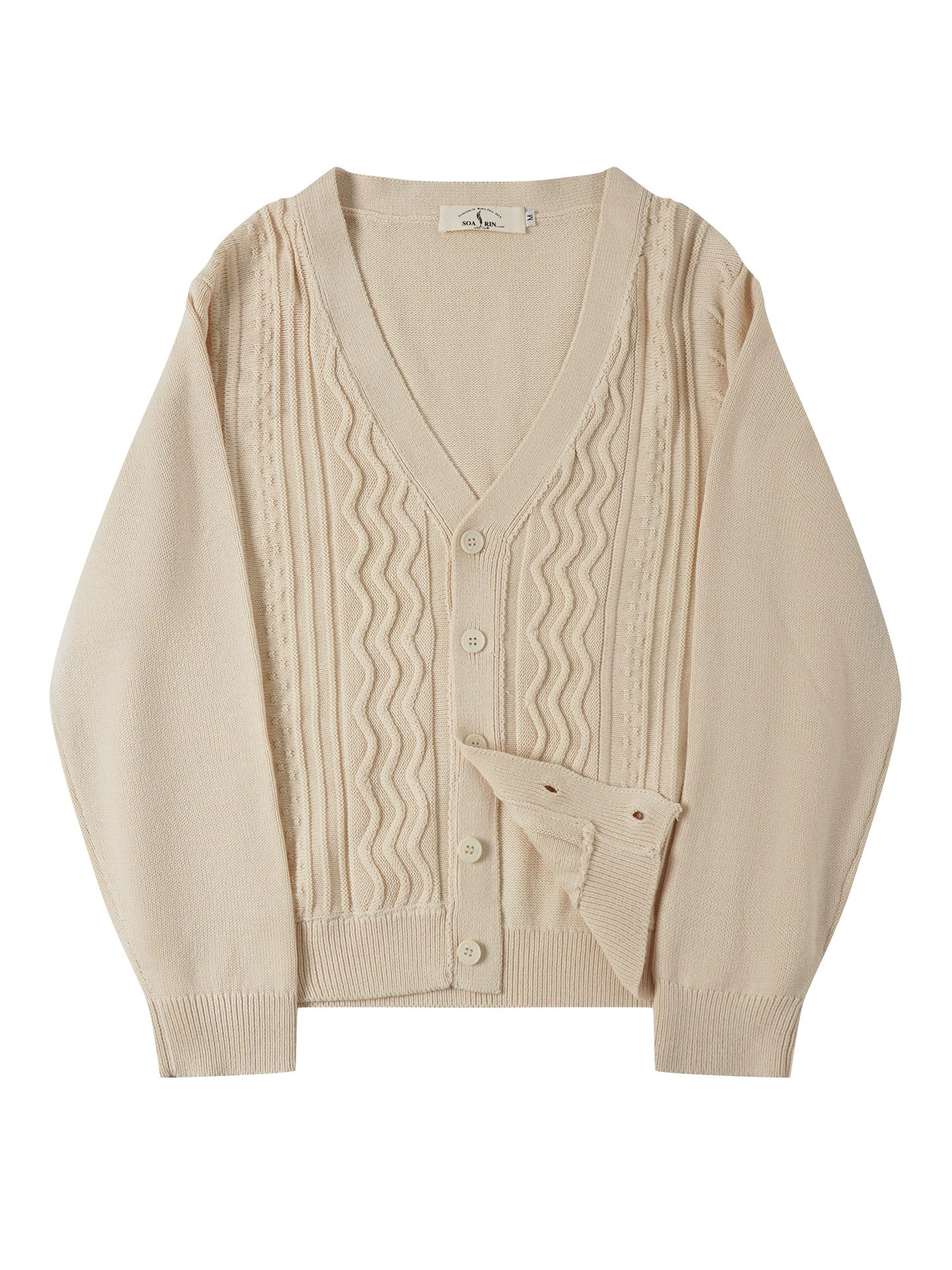 SOARIN意式绅装绞花毛衣男 高级感商务通勤休闲V领针织开衫外套冬