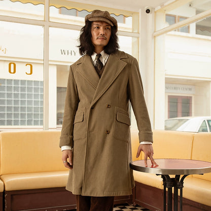 SOARIN英伦风复古双排扣大衣外套男 秋冬商务休闲中长款风衣披风
