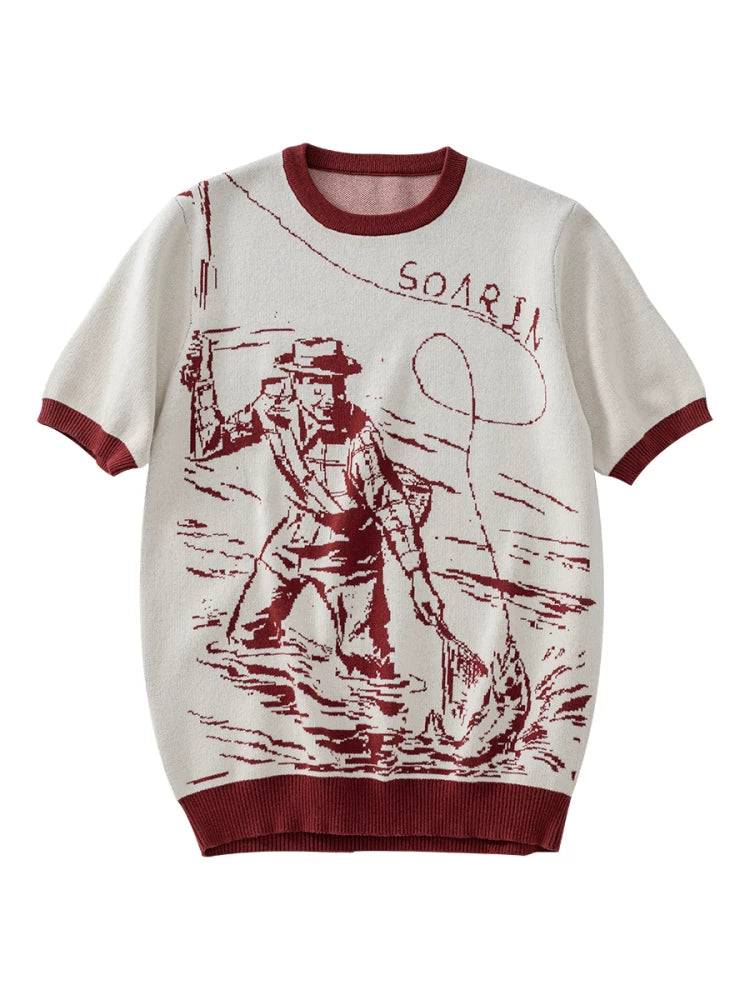SOARIN Resort Retro Regular Fit Cotton Knit T Shirt YAOZ2524T26