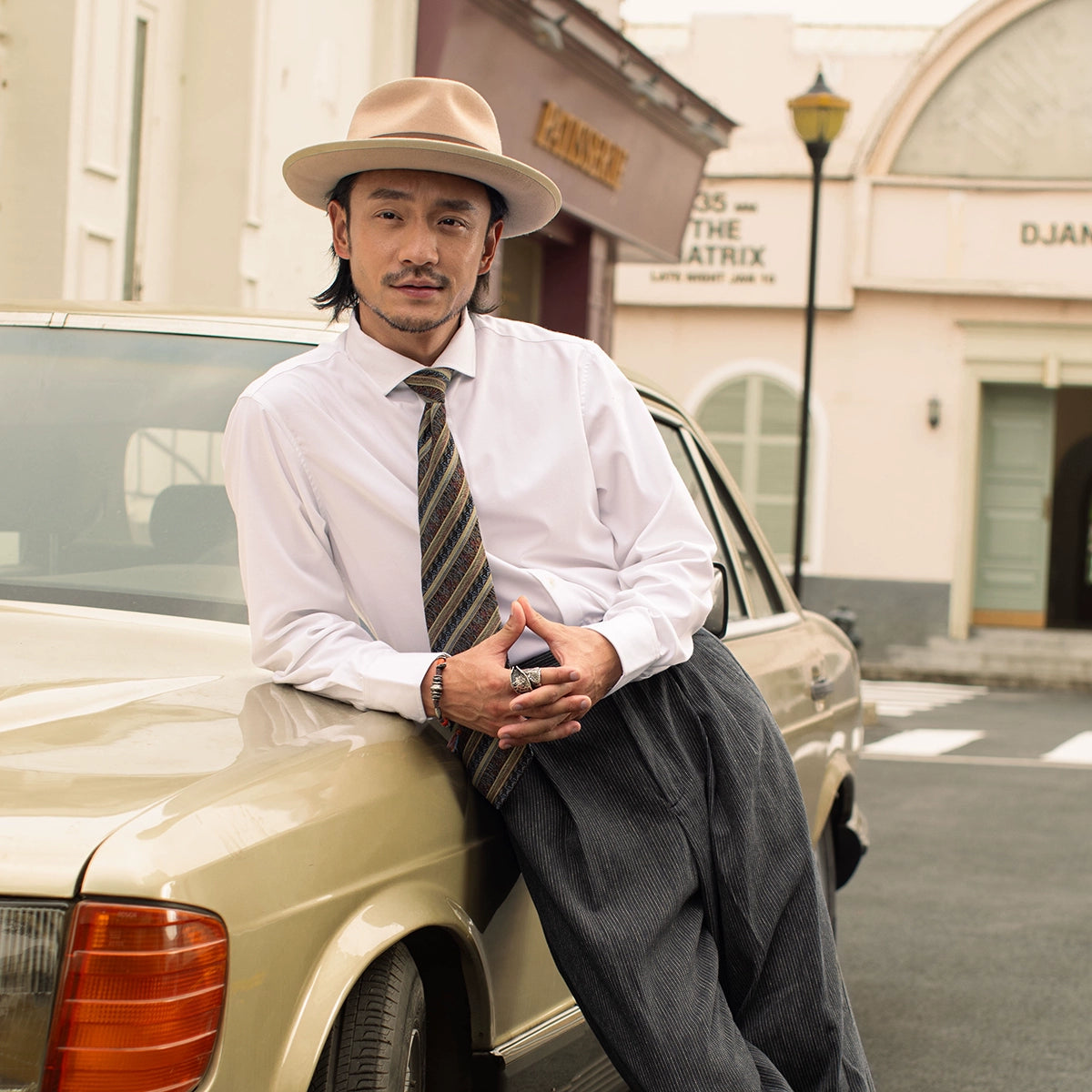 SOARIN意式绅装长尖领长袖衬衫男高级感商务正装白色法式西装衬衣