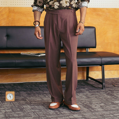 SOARIN意式复古那不勒斯高腰裤男巴黎扣简约百搭垂感商务西装长裤