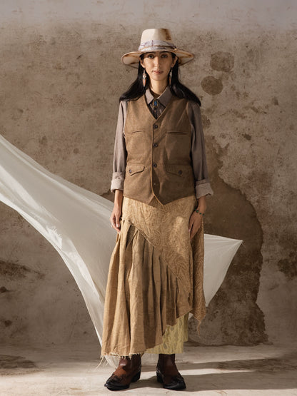 SOARIN【双面穿】西部风灯芯绒马甲男复古美式工装鹿皮绒马夹背心