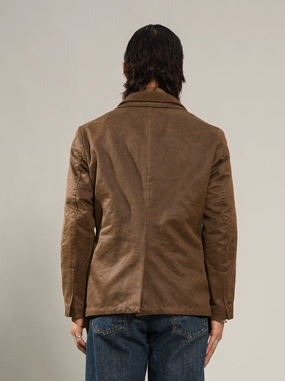 SOARIN Smart Casual Regular Fit Faux Leather and Wool Blend Blazer Z93W211