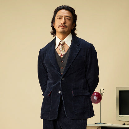 SOARIN英伦复古灯芯绒西装外套男 高级感绅士商务正装修身单西服