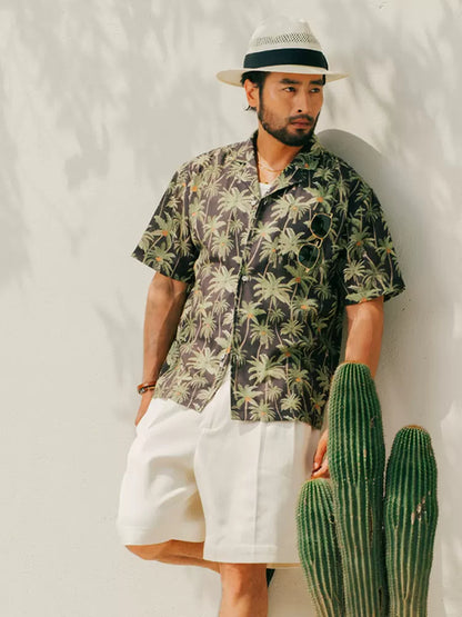 SOARIN Resort Vacation Loose Fit Polyester Hawaiian Short Sleeved Shirt YAOZ2526C405