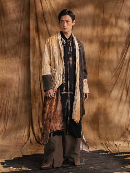 SOARIN WORLD Gai Yu Xia Neo-Oriental Heritage Asymmetric Gambiered Silk Trench Coat DCZ233TDY02