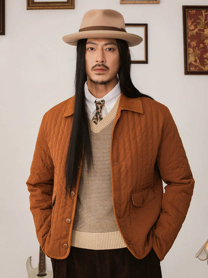 SOARIN美式工装复古绗缝棉服外套男 经典款休闲宽松条纹棉袄夹克