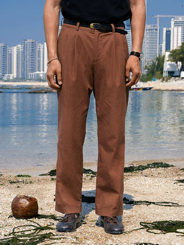 SOARIN Vintage Casual Regular Fit Cotton Linen Nine Point Dress Pants JUKZ252TF219