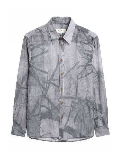 SOARIN Artistic Forest Relaxed Fit Chiffon Long Sleeve Shirt JITZ2626C505