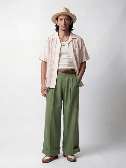 SOARIN Casual Vintage Regular Fit Linen Rayon Blend Short Sleeve Shirt JITZ2626C480
