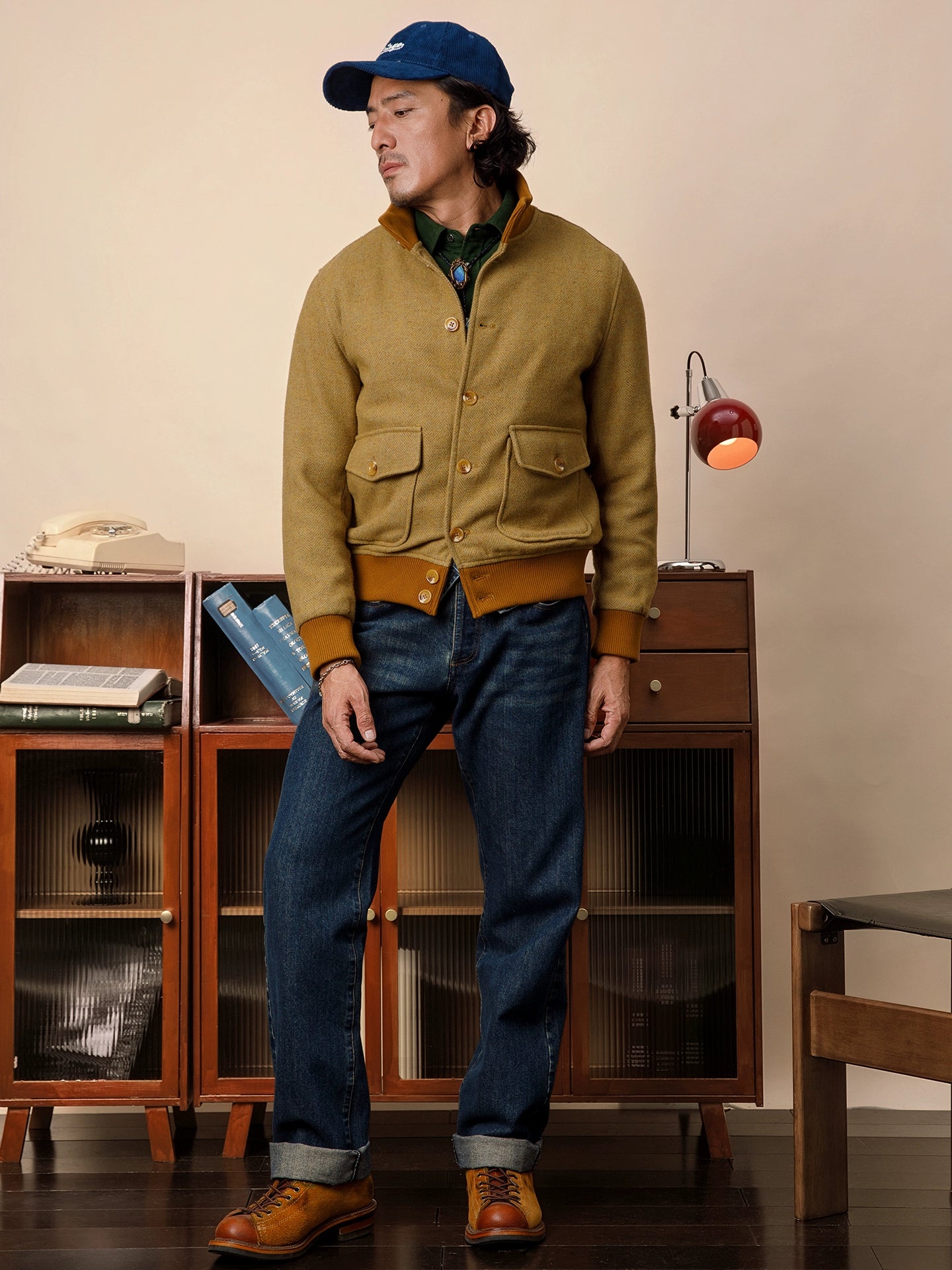 SOARIN复古经典A1飞行员外套男 重磅冬季羊毛粗花呢保暖空军夹克