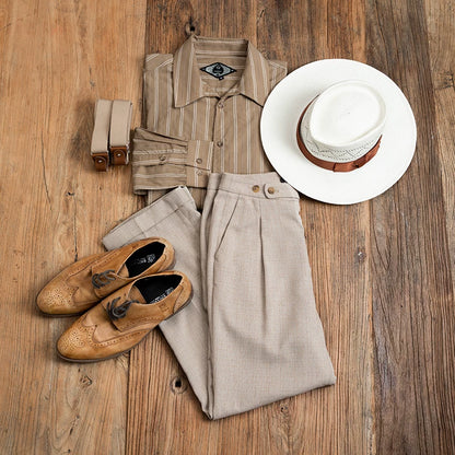 SOARIN Vintage Gentleman Straight Leg Poly-blend Trousers JITZ2322F02
