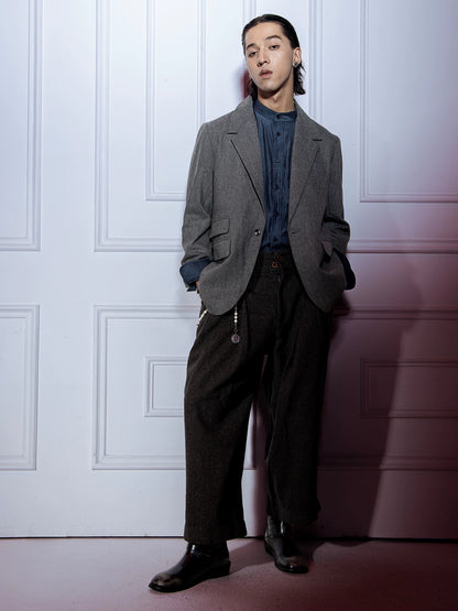 SOARIN Retro Minimalismcombined fit Wool Blend Blazer JUKZ243TXZ101