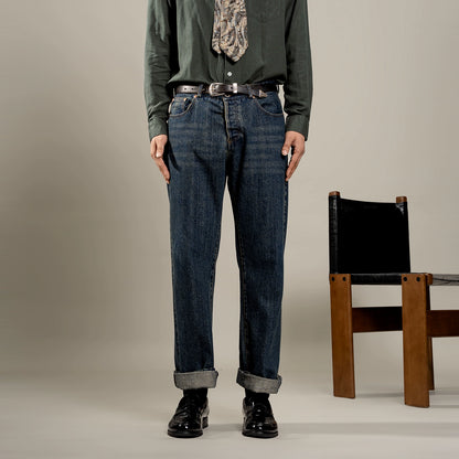 SOARIN复古美式直筒牛仔裤男 阿美咔叽水洗重磅休闲修身工装长裤