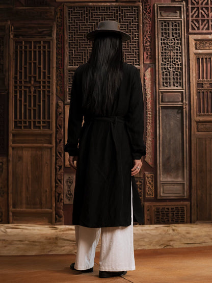 SOARIN WORLD Gai Yu Xia Series Loose Fit Cupro Linen Long Robe Shirt DCZ233TC189