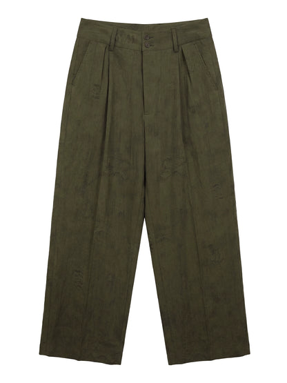 SOARIN Amekaji Vintage Straight Fit Distressed Jacquard Lyocell Casual Trousers  JITZ262TF277
