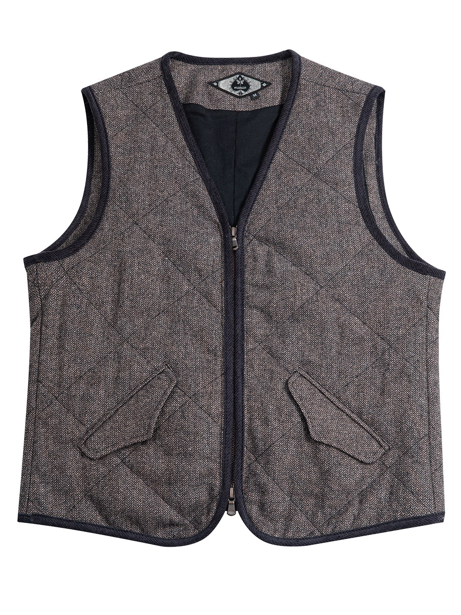 SOARIN英伦风复古菱形格羊毛西装马甲男 冬季人字纹棉服马夹背心