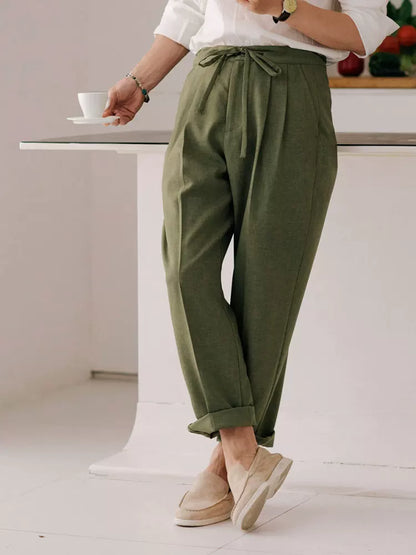 SOARIN Vintage Casual Loose Tapered Fit Polyester Trousers JITZ2423F137