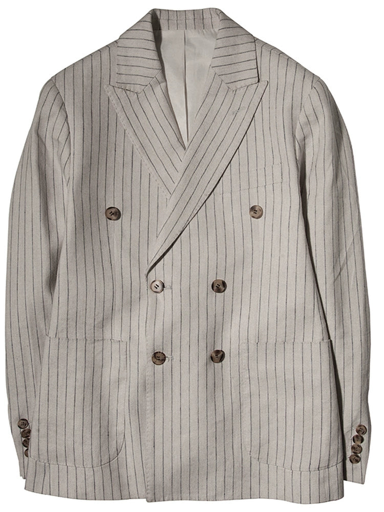 SOARIN雅痞英式条纹西装外套男 戗驳领双排扣商务休闲痞帅单西服
