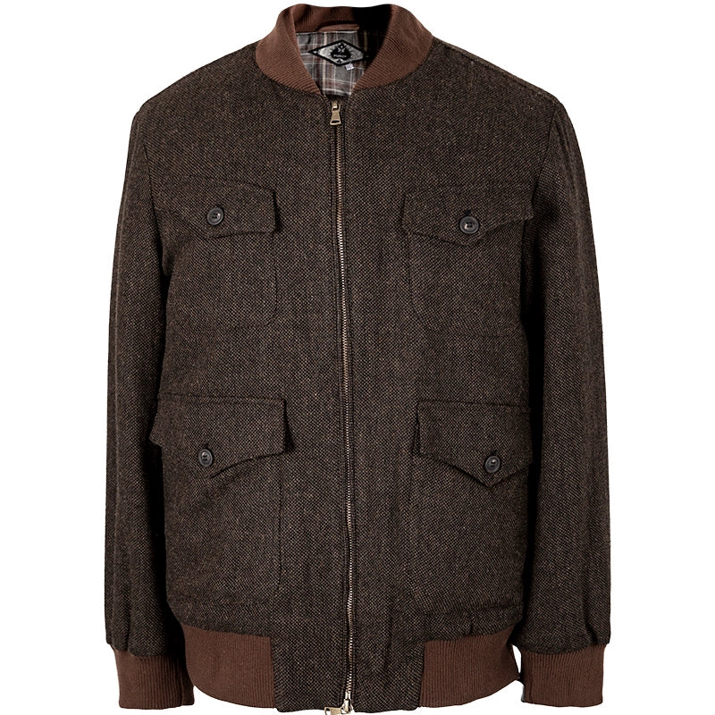 SOARIN英伦风复古毛呢夹克外套男 Vintage古着感粗花呢休闲棒球服