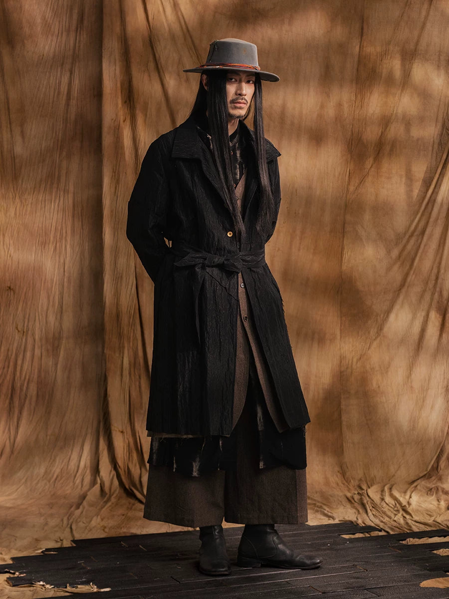 SOARIN Gai Yu Xia Series Straight Crinkled Textured Trench Coat DC243TDY42