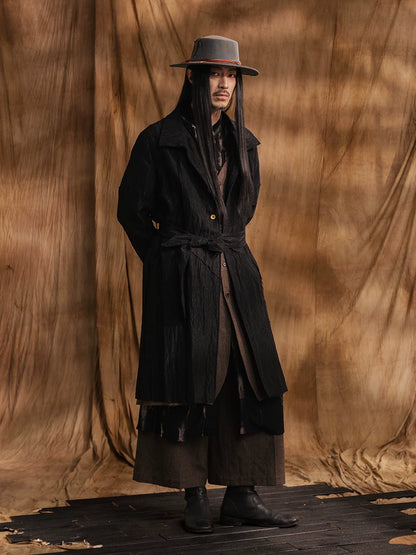 SOARIN Gai Yu Xia Series Straight Crinkled Textured Trench Coat DC243TDY42