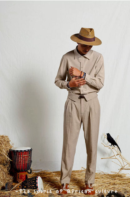 SOARIN British Vintage Tapered Fit Linen Blend Trousers  Z212F423
