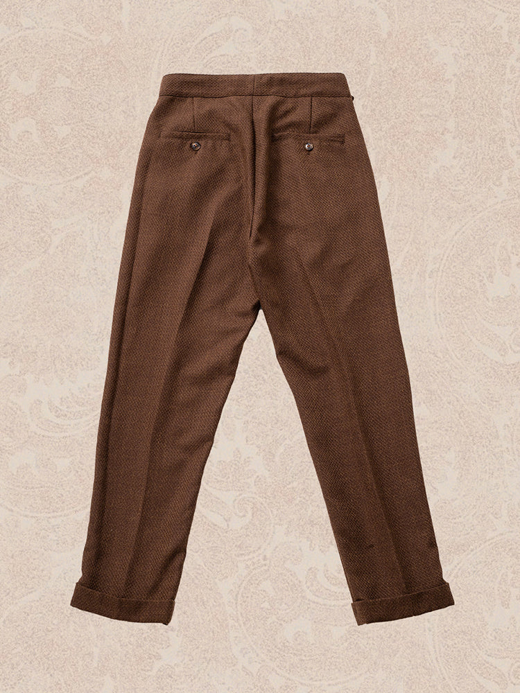 SOARIN Classic Vintage Regular Fit Poly Wool Blend Double Pleated Trousers JITZ2523F210