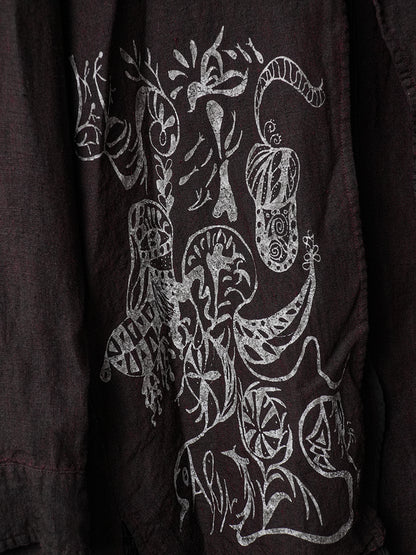 SOARIN WORLD Avant-Garde Artisan Regular-Fit Graffiti Pure-Linen Long-Sleeve Shirt LM262C06