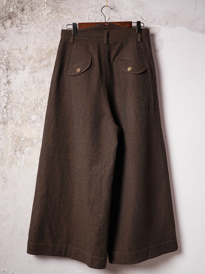 SOARIN WORLD Heritage Amekaji Sculptural Wide-Leg Wool-Linen Culottes DCZ253TF246