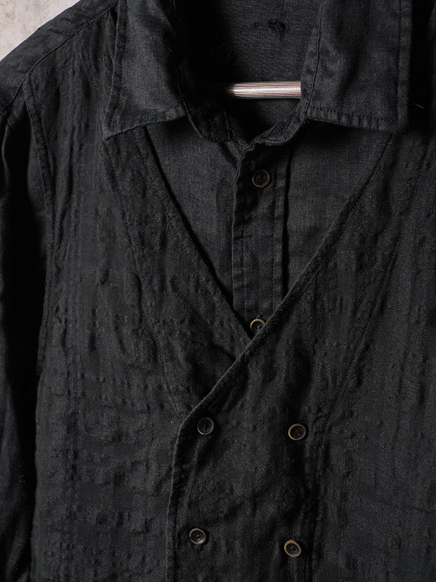 SOARIN WORLD Pioneer Wabi-Sabi Regular-Fit Crinkled Pure-Linen Two-Piece Set Shirt Vest N-DCZ253TC23