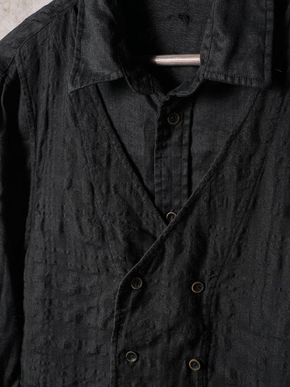 SOARIN WORLD Pioneer Wabi-Sabi Regular-Fit Crinkled Pure-Linen Two-Piece Set Shirt Vest N-DCZ253TC23