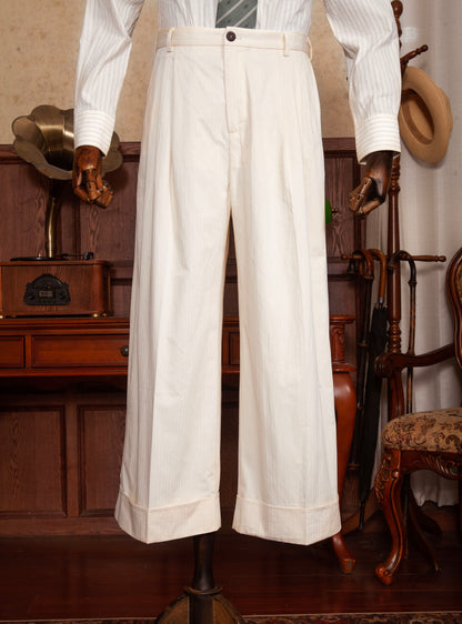 British retro straight suit pants for men High-end business formal casual loose nine-point pants