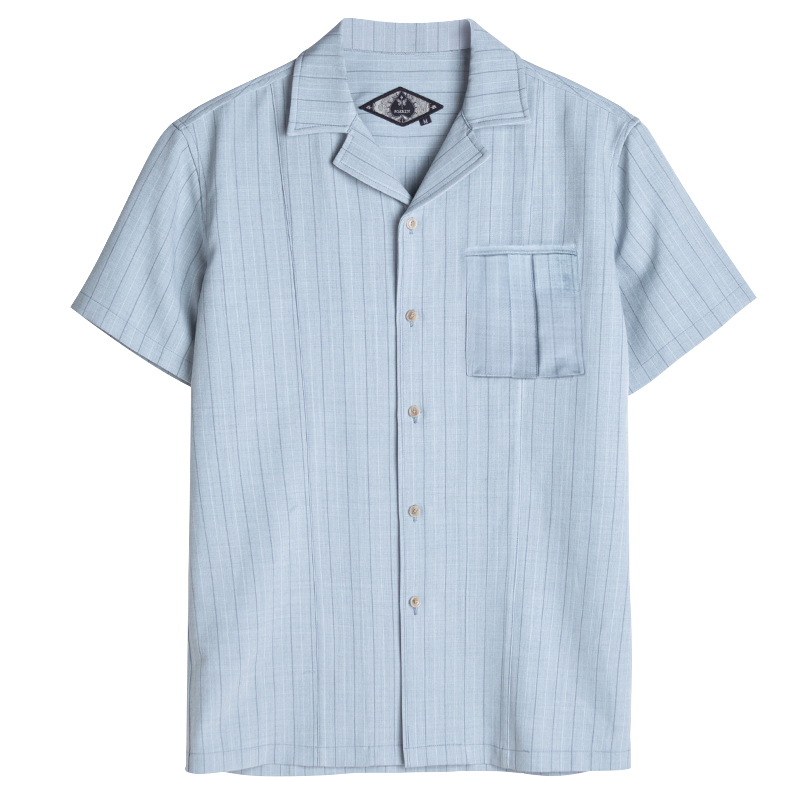 British retro style Cuban collar short-sleeved shirt for men high-end business casual striped shirt