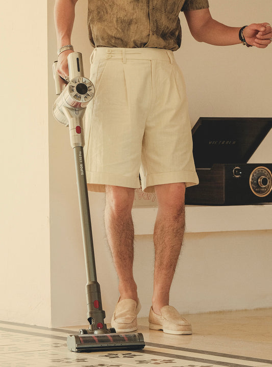 British style retro Naples shorts men's pure cotton business casual straight Bermuda shorts
