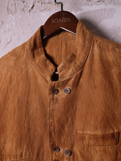 SOARIN WORLD Avant-Garde Artisan Structured Cotton-Linen Raw-Hem Jacket Z212XZ403