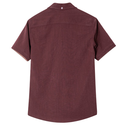 British retro style patchwork short-sleeved shirt for men Cuban collar casual slim fit lapel short-sleeved T-shirt