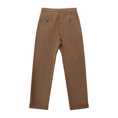 Italian Naples plaid trousers men's retro style business gentleman casual straight nine-point trousers