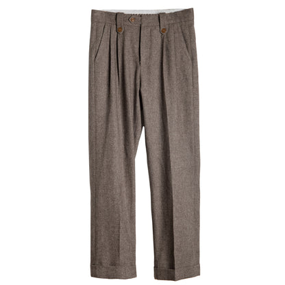 British retro style wool suit pants men's herringbone drape loose pants business casual tapered pants