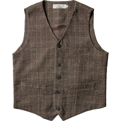 Retro British style plaid suit vest men actor suit vest business casual slim suit vest